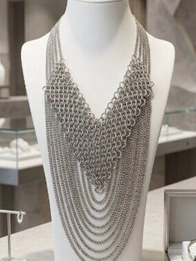 Multi-Layered Statement Drape Fringe Necklace
